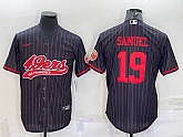 Men's San Francisco 49ers #19 Deebo Samuel Black With Patch Cool Base Stitched Baseball Jersey,baseball caps,new era cap wholesale,wholesale hats